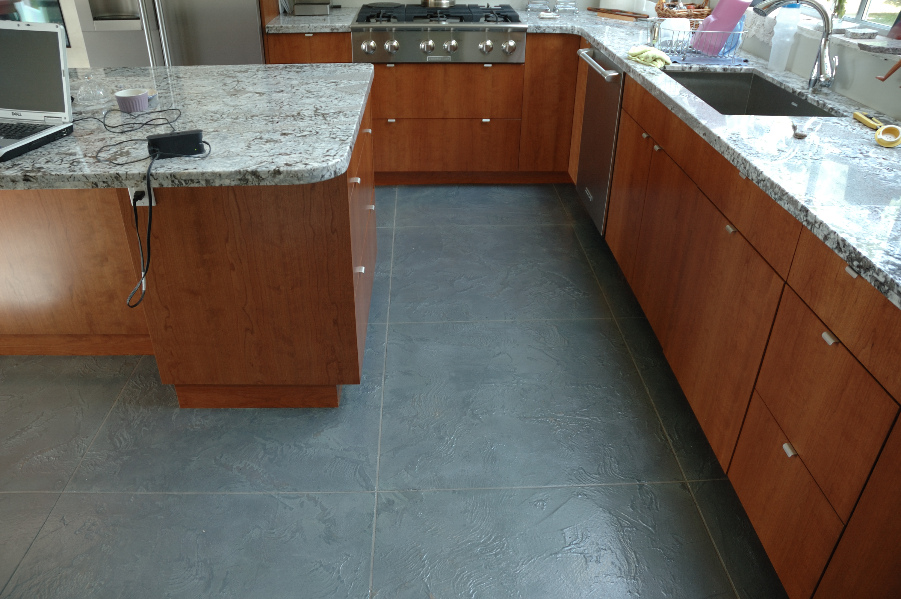 Kitchen with cherry cabinets