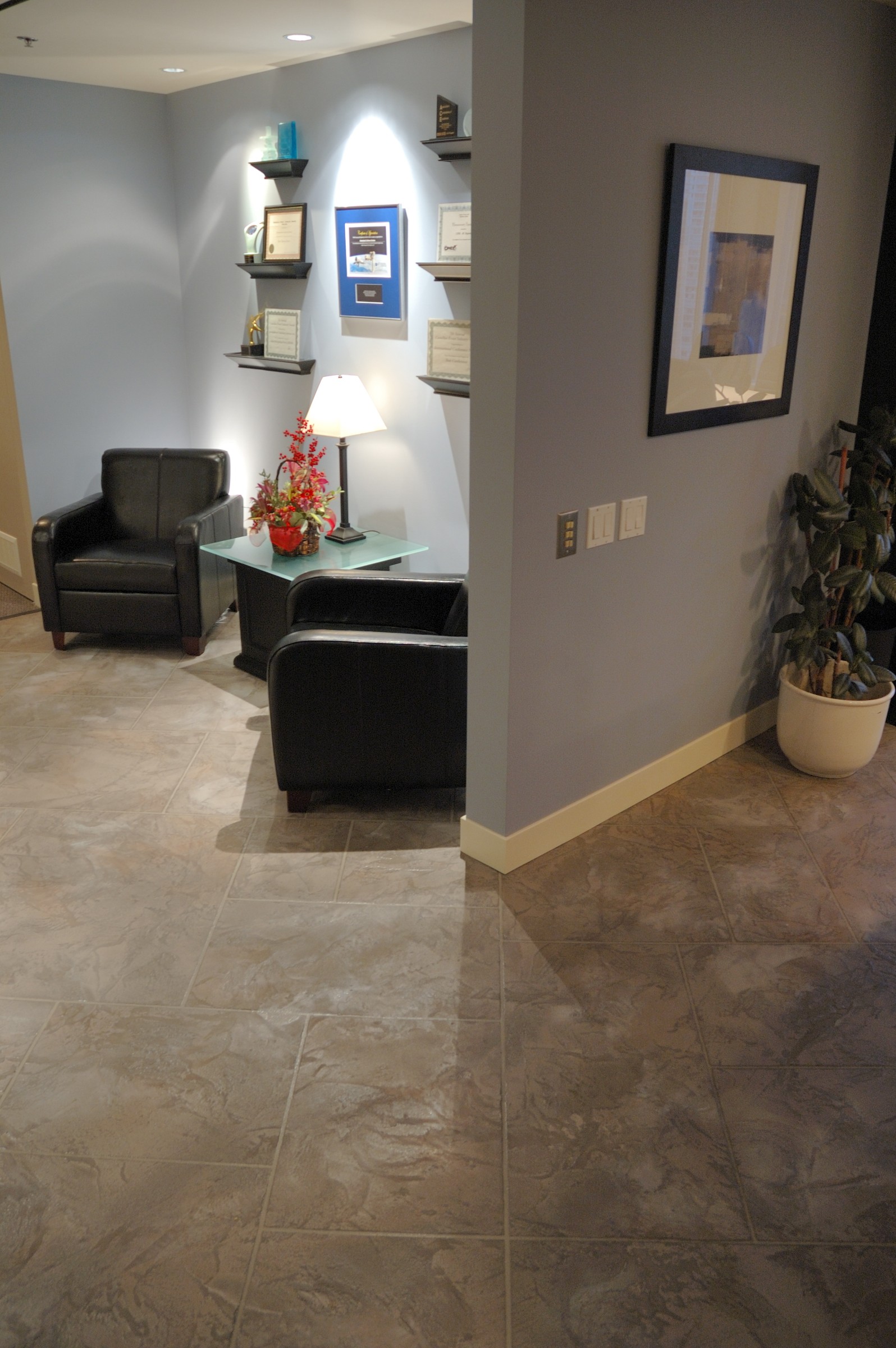 Seamless StoneCraft floor in a healthcare waiting room with professional seating