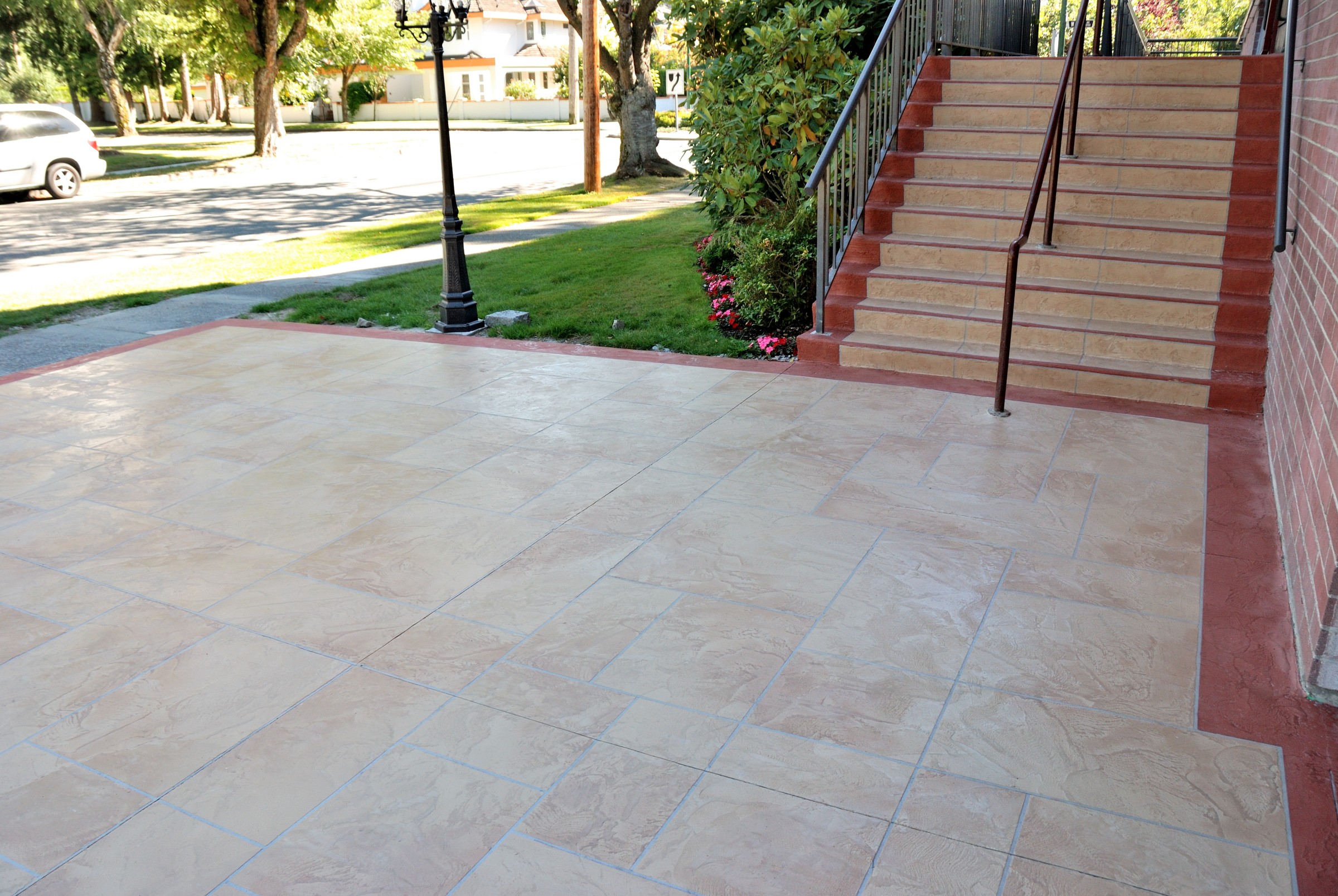 Durable StoneCraft floor in an institutional corridor with glass windows
